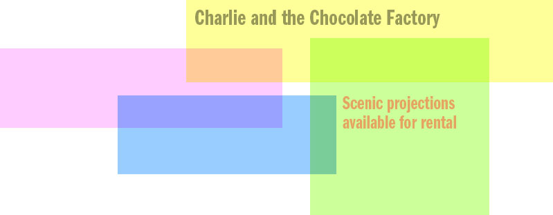 Charlie and the Chocolate Factory set design and scenic projections for rental