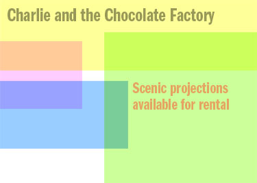 Charlie and the Chocolate Factory set design and scenic projections for rental