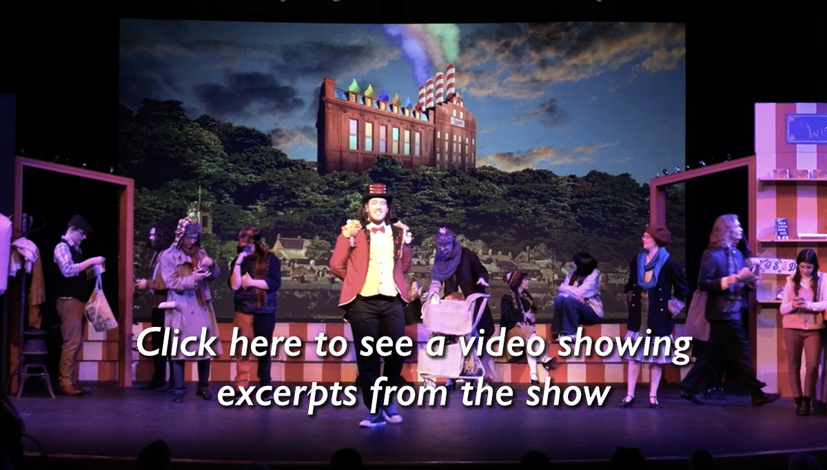 Charlie and the Chocolate Factory set design and scenic projections for rental